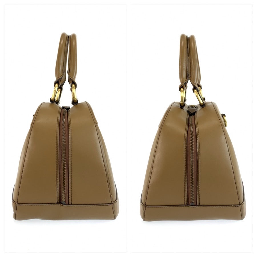 26340
BURBERRY バーバリー 中チェック柄 ブラウン ゴールド金具 レザー ハンドバッグ レディース ABP28