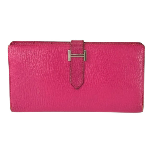 26343
HERMES エルメス ベアン クラシック ローズティリアン ピンク シェーブル 長財布 ロングウォレット □K刻印 レディース AB35