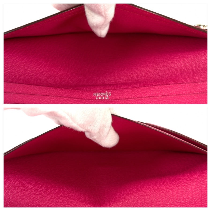 26343
HERMES エルメス ベアン クラシック ローズティリアン ピンク シェーブル 長財布 ロングウォレット □K刻印 レディース AB35