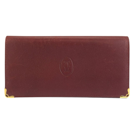26344
CARTIER カルティエ マストライン ワインレッド ゴールド金具 レザー 長財布 ロングウォレット レディース AB16