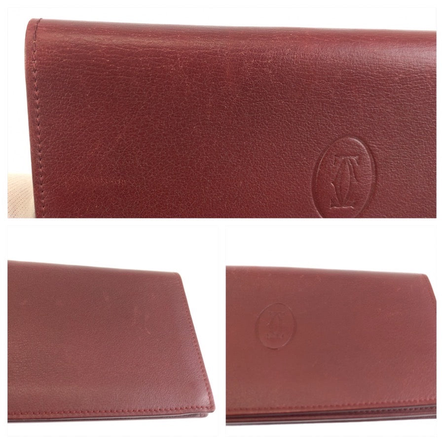 26344
CARTIER カルティエ マストライン ワインレッド ゴールド金具 レザー 長財布 ロングウォレット レディース AB16