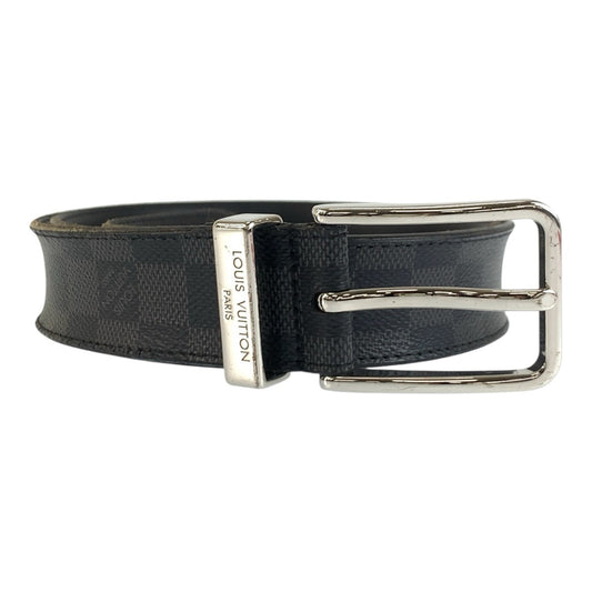 26345
LOUIS VUITTON ルイ ヴィトン ダミエ グラフィット サンチュール ポンヌフ 100cm/40インチ ブラック シルバー金具 PVC M9402 ベルト メンズ B9