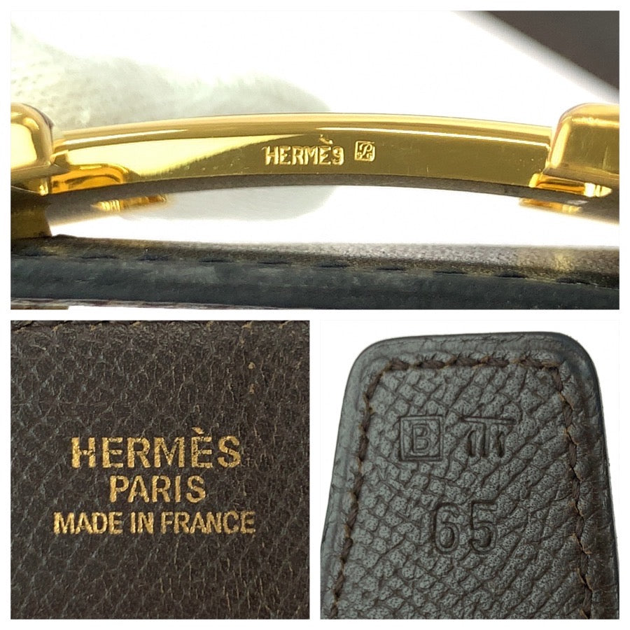 26348
HERMES エルメス コンスタンス Hバックル リバーシブル 65cm/25.6インチ ノワール ブラック ブラウン ボックスカーフ / トリヨンクレマンス ベルト □B刻印 レディース AB30