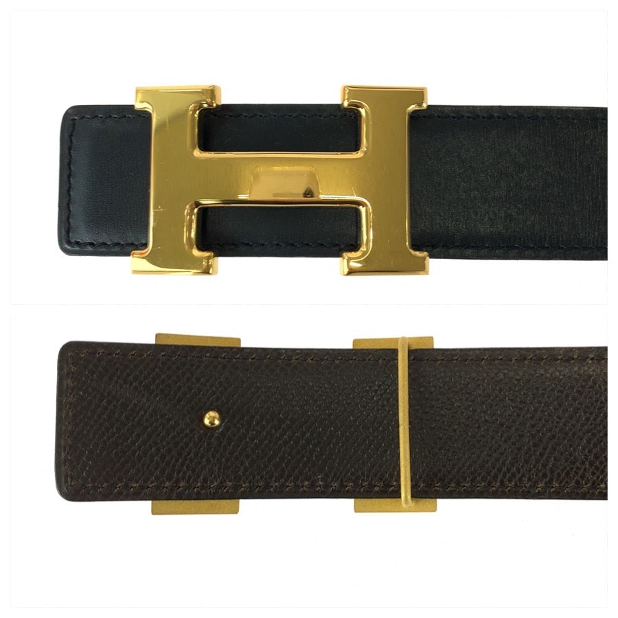 26348
HERMES エルメス コンスタンス Hバックル リバーシブル 65cm/25.6インチ ノワール ブラック ブラウン ボックスカーフ / トリヨンクレマンス ベルト □B刻印 レディース AB30