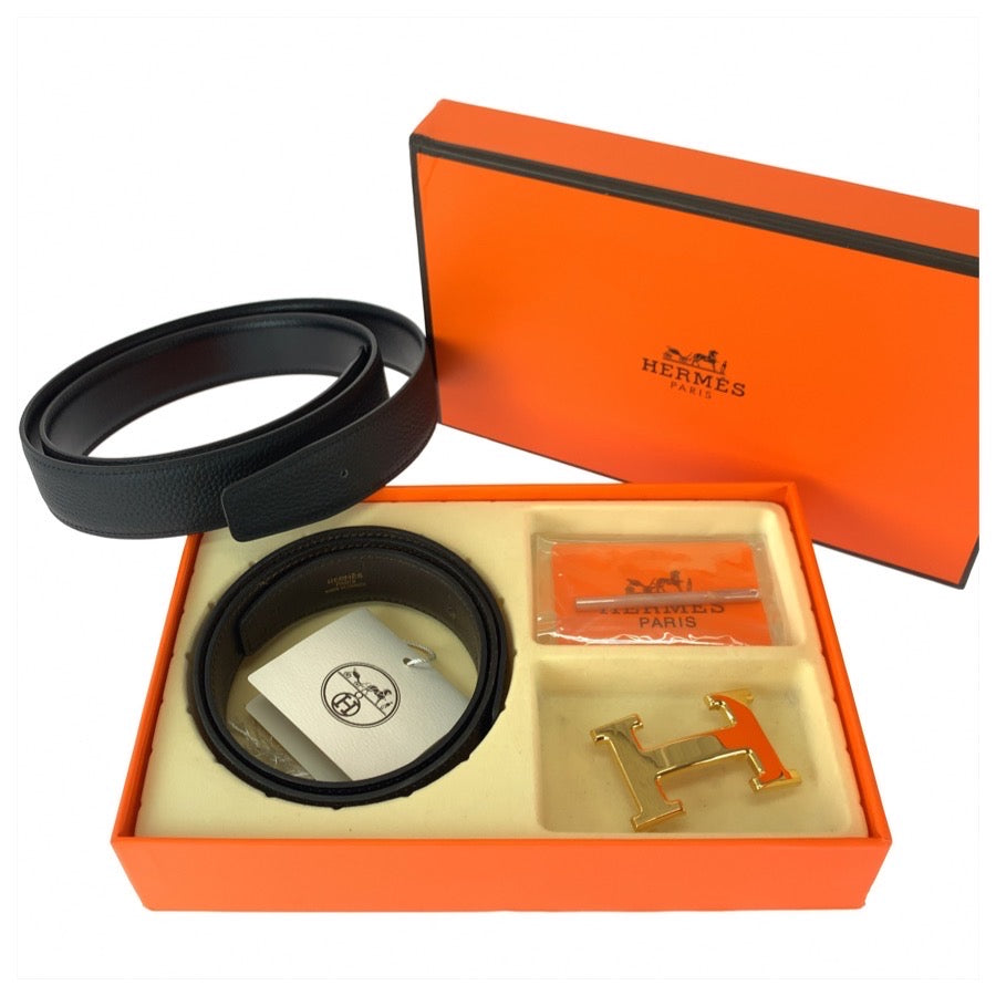 26348
HERMES エルメス コンスタンス Hバックル リバーシブル 65cm/25.6インチ ノワール ブラック ブラウン ボックスカーフ / トリヨンクレマンス ベルト □B刻印 レディース AB30