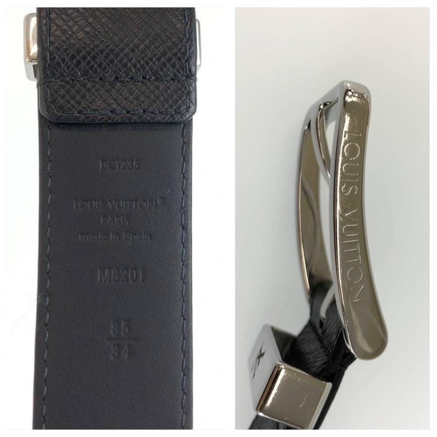 26351
LOUIS VUITTON ルイヴィトン タイガ ベルト ポンヌフ 85cm/34インチ ブラック 黒 シルバー金具 レザー M8201 ベルト メンズ AB16