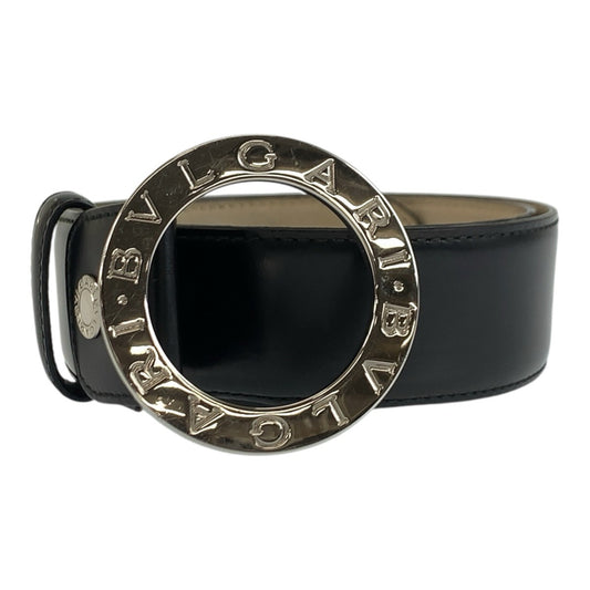 26352
BVLGARI ブルガリ ブルガリブルガリ サークルロゴ 80cm ブラック 黒 シルバー金具 レザー AM L19 26312 ベルト メンズ AB14