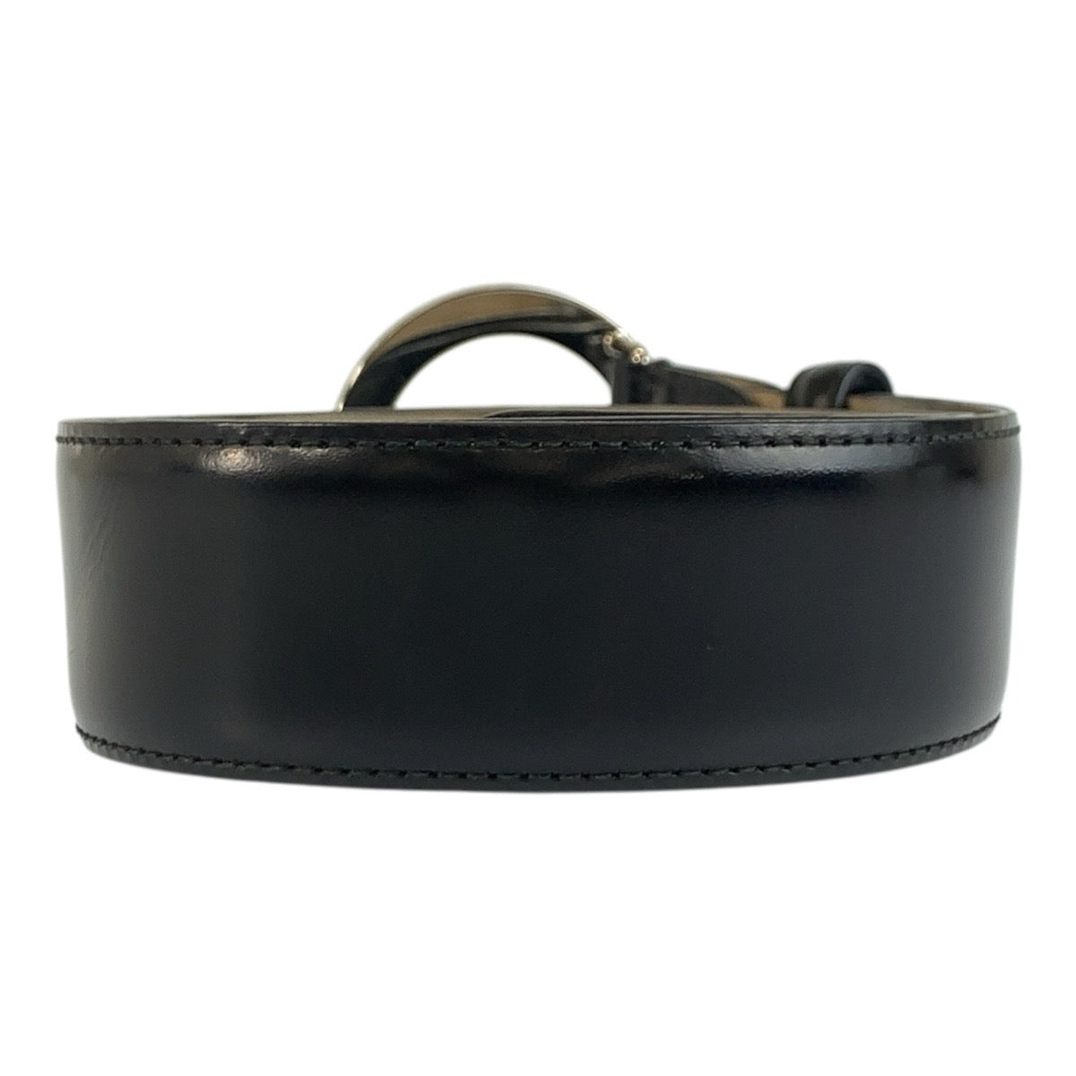 26352
BVLGARI ブルガリ ブルガリブルガリ サークルロゴ 80cm ブラック 黒 シルバー金具 レザー AM L19 26312 ベルト メンズ AB14