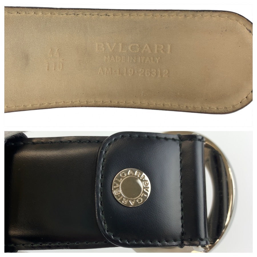 26352
BVLGARI ブルガリ ブルガリブルガリ サークルロゴ 80cm ブラック 黒 シルバー金具 レザー AM L19 26312 ベルト メンズ AB14
