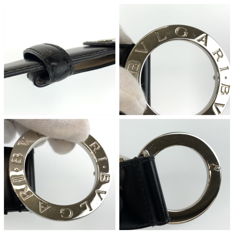 26352
BVLGARI ブルガリ ブルガリブルガリ サークルロゴ 80cm ブラック 黒 シルバー金具 レザー AM L19 26312 ベルト メンズ AB14