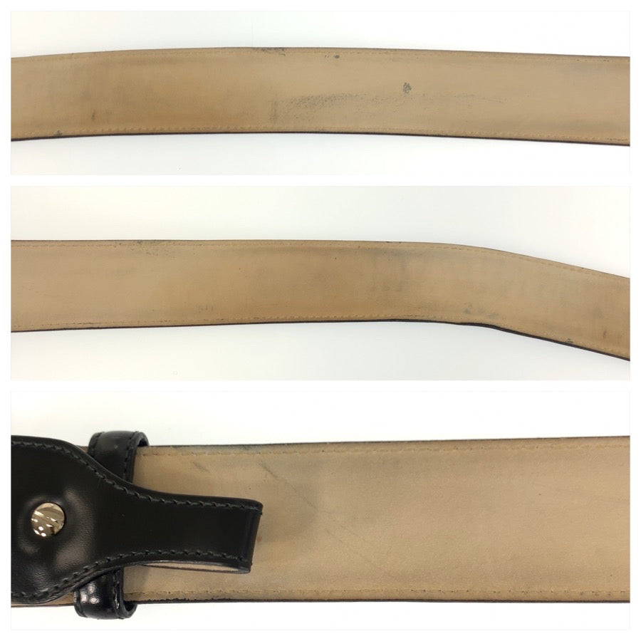 26352
BVLGARI ブルガリ ブルガリブルガリ サークルロゴ 80cm ブラック 黒 シルバー金具 レザー AM L19 26312 ベルト メンズ AB14