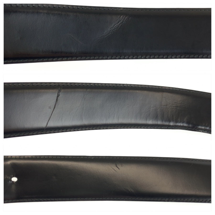 26352
BVLGARI ブルガリ ブルガリブルガリ サークルロゴ 80cm ブラック 黒 シルバー金具 レザー AM L19 26312 ベルト メンズ AB14