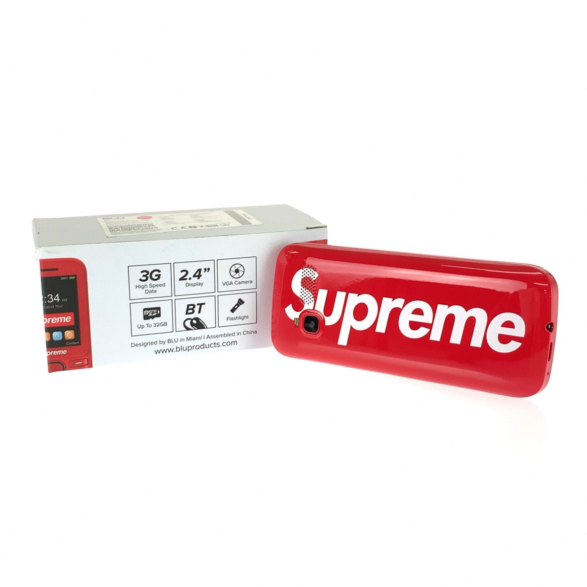 26358
Supreme シュプリーム Supreme×BLU Zoey 2.4 3G レッド ホワイト プラスチック A037A 携帯電話 フィーチャーフォン メンズ N