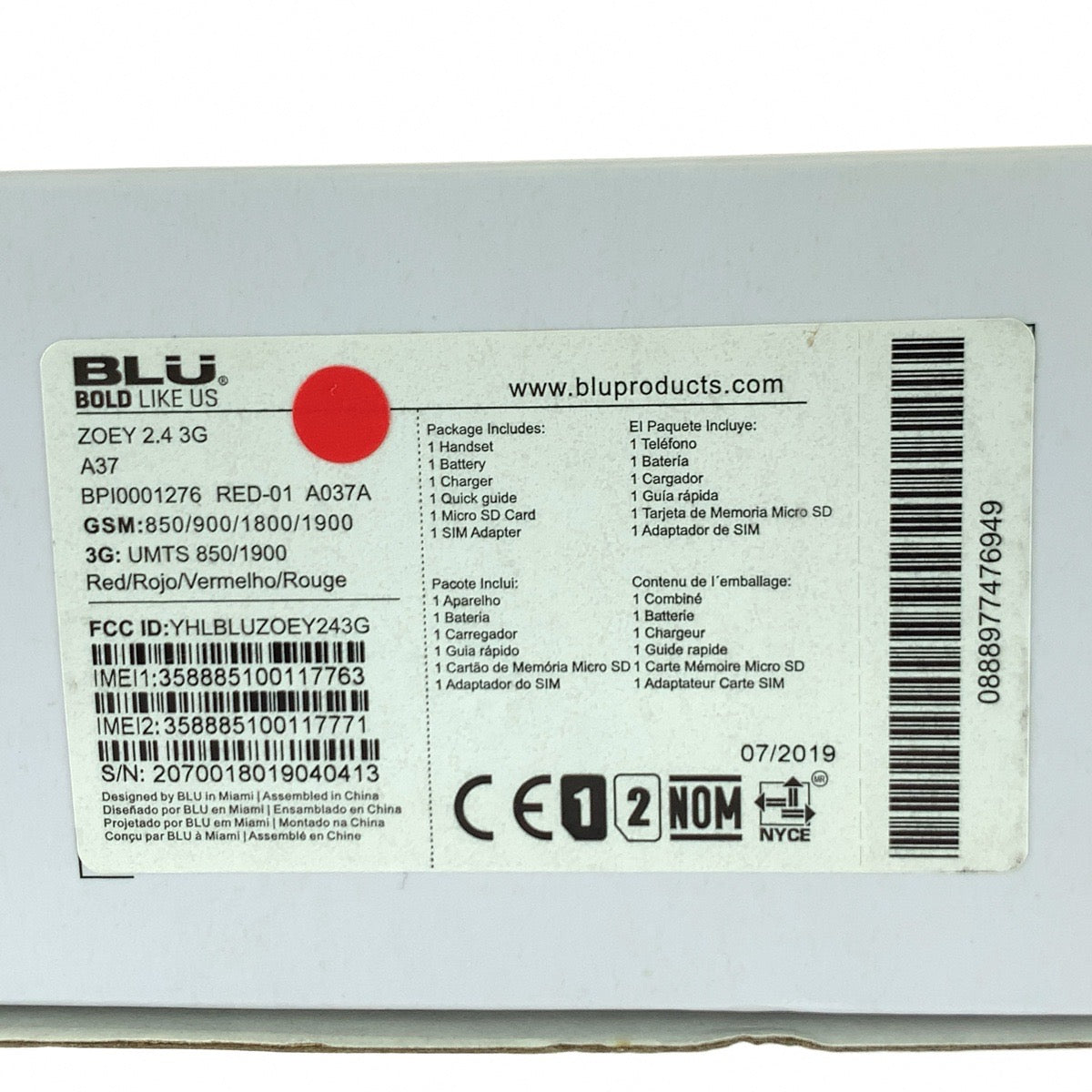 26358
Supreme シュプリーム Supreme×BLU Zoey 2.4 3G レッド ホワイト プラスチック A037A 携帯電話 フィーチャーフォン メンズ N