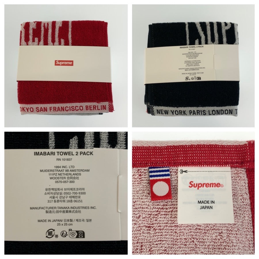 26373
Supreme シュプリーム 今治タオル 2枚セット レッド ブラック コットン ポケットタオル ハンドタオル メンズ N