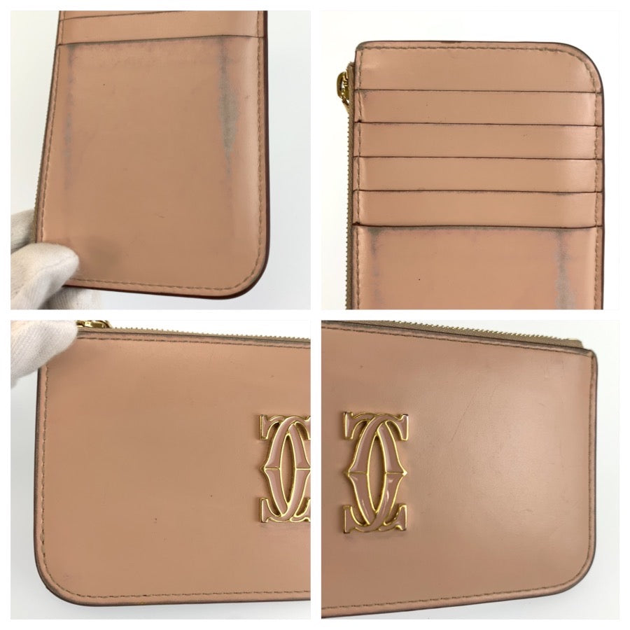 26384
CARTIER カルティエ ドゥーブルC ドゥ カルティエ ピンクベージュ ゴールド金具 レザー コインケース フラグメントケース レディース AB15