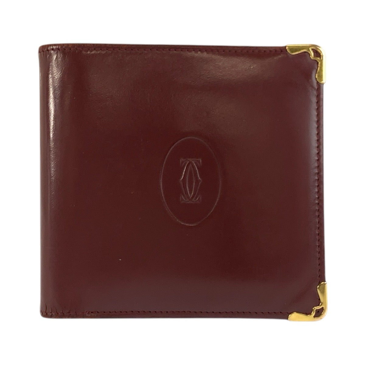 26385
CARTIER カルティエ マストライン ワインレッド ゴールド金具 レザー 折財布 コンパクトウォレット メンズ AB14