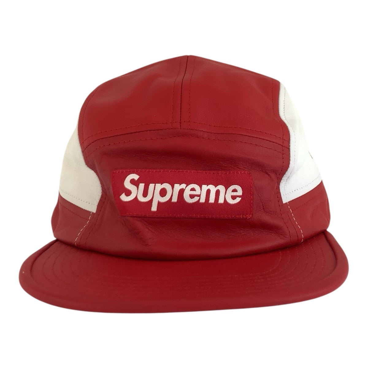 26421
Supreme シュプリーム 2-Tone Leather Camp Cap レッド ホワイト レザー キャップ 帽子 メンズ SA