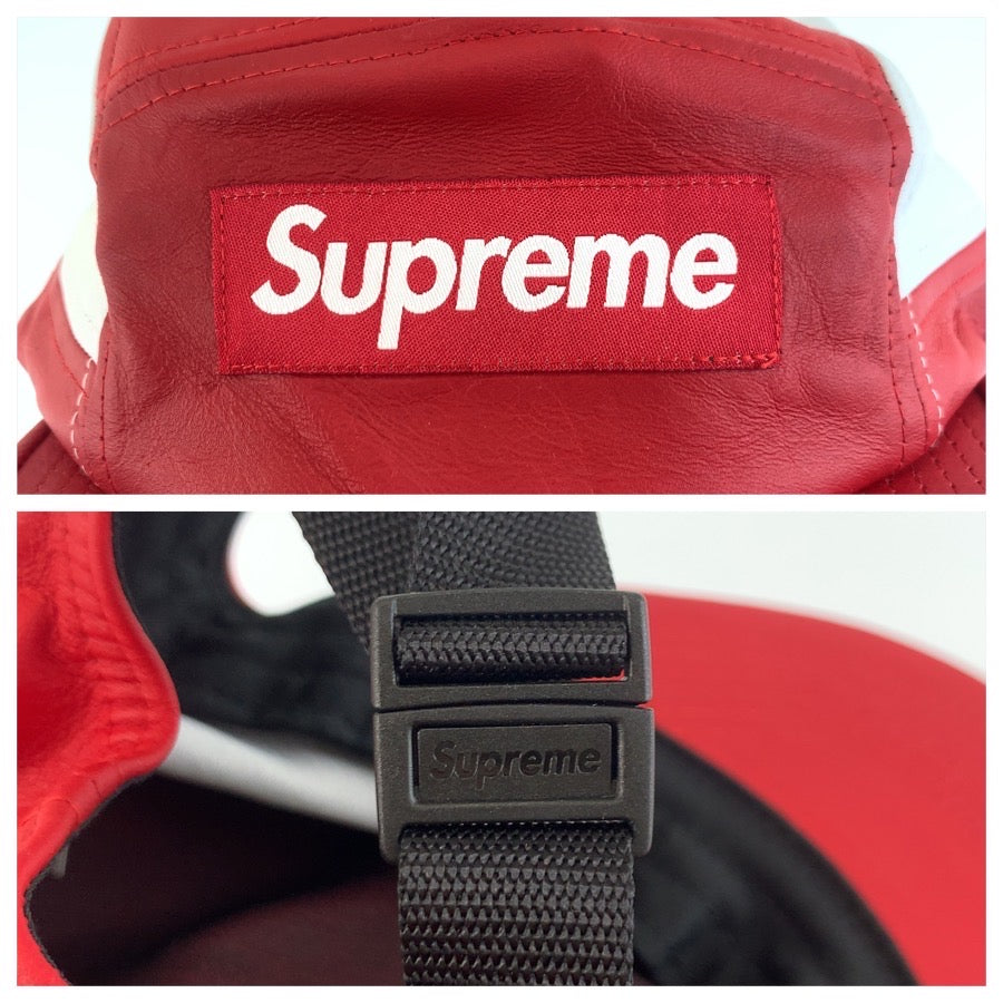 26421
Supreme シュプリーム 2-Tone Leather Camp Cap レッド ホワイト レザー キャップ 帽子 メンズ SA