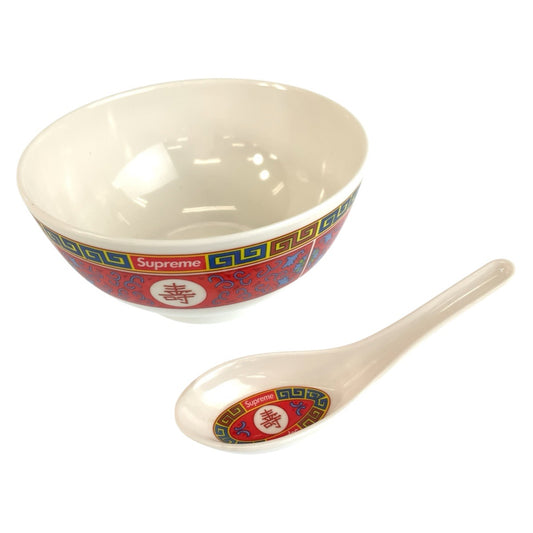 26436
Supreme シュプリーム Longevity Soup Set ホワイト レッド プラスチック どんぶり 丼 レンゲセット メンズ SA