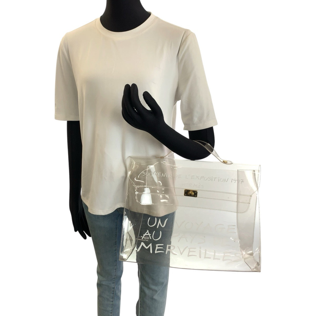26339
HERMES エルメス ビニールケリー クリア ホワイト ゴールド金具 PVC / ビニール / メッキ ハンドバッグ レディース ABP38