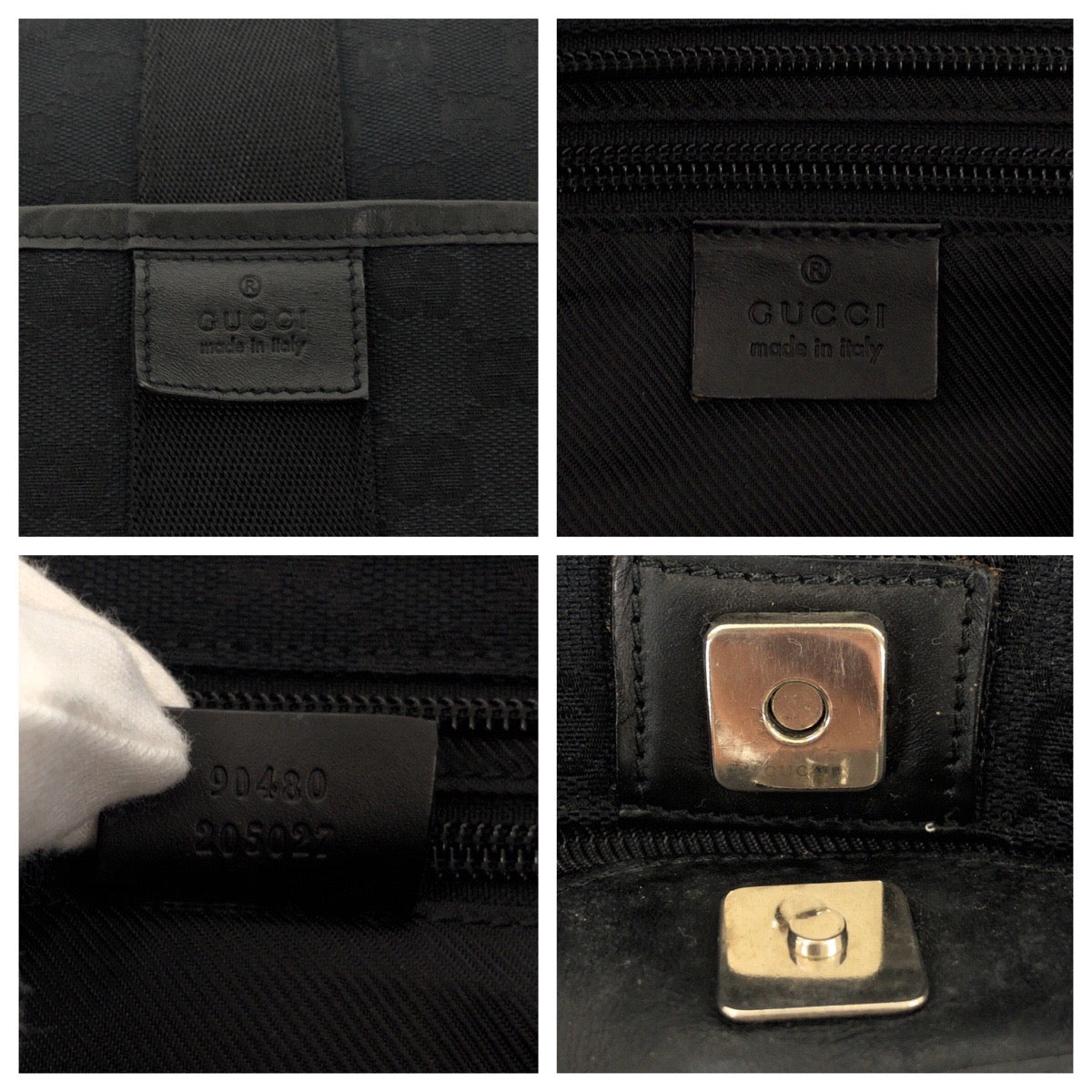 26448
GUCCI グッチ ブラック 黒 シルバー金具 GGキャンバス / レザー 90480 トートバッグ ショルダーバッグ ボストンバッグ メンズ AB48