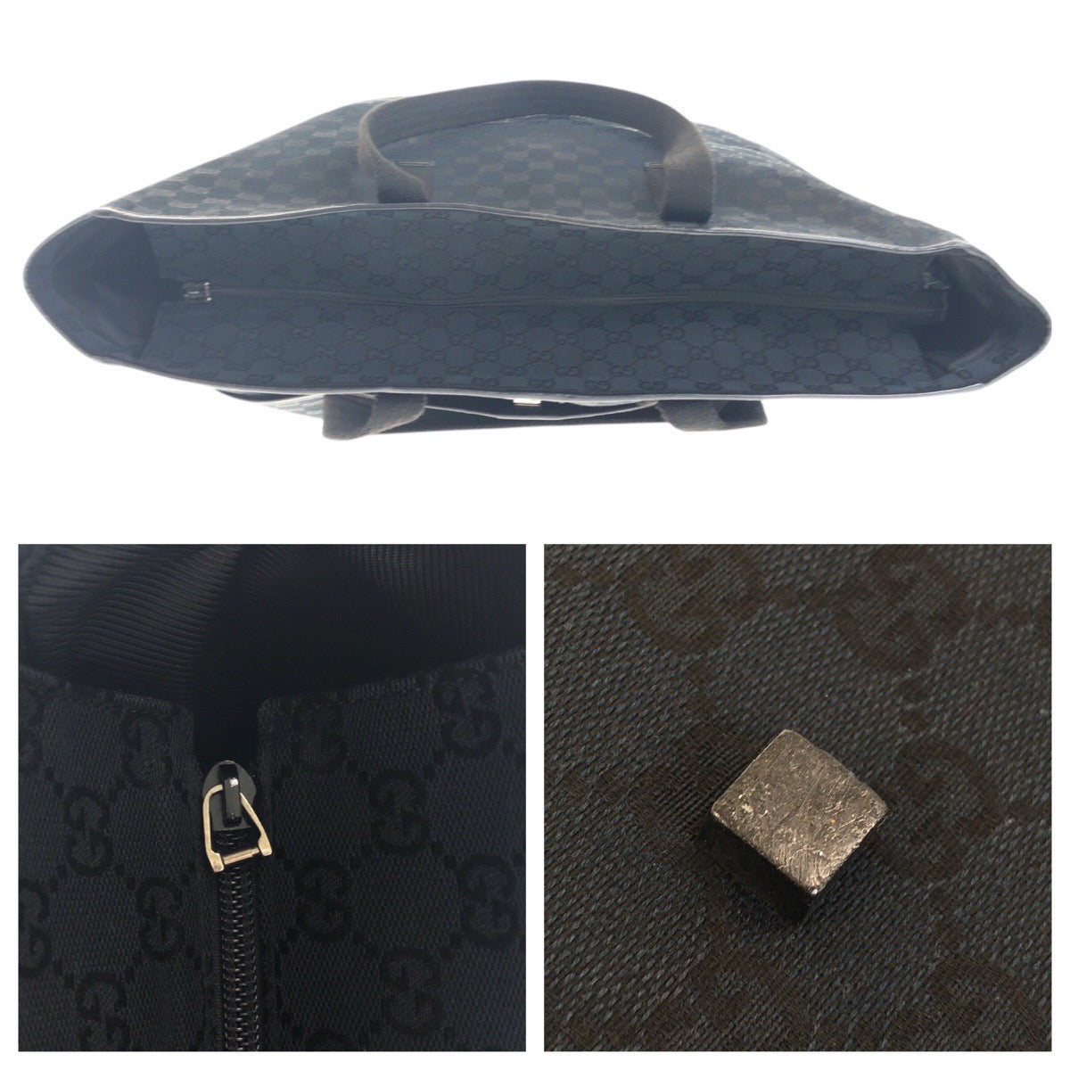 26448
GUCCI グッチ ブラック 黒 シルバー金具 GGキャンバス / レザー 90480 トートバッグ ショルダーバッグ ボストンバッグ メンズ AB48