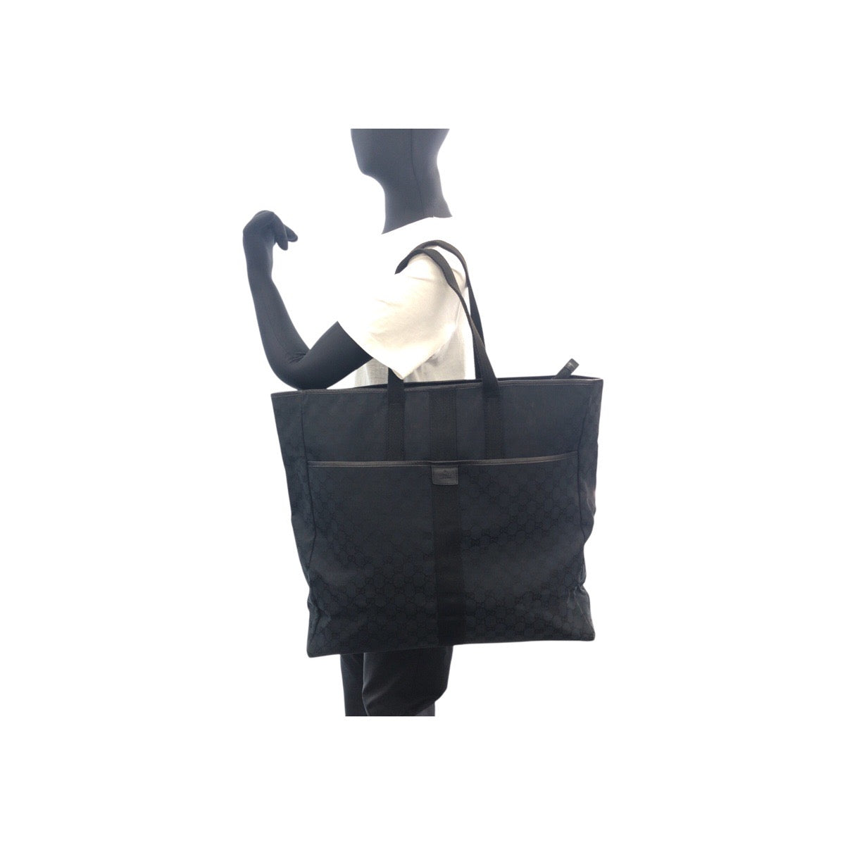 26448
GUCCI グッチ ブラック 黒 シルバー金具 GGキャンバス / レザー 90480 トートバッグ ショルダーバッグ ボストンバッグ メンズ AB48