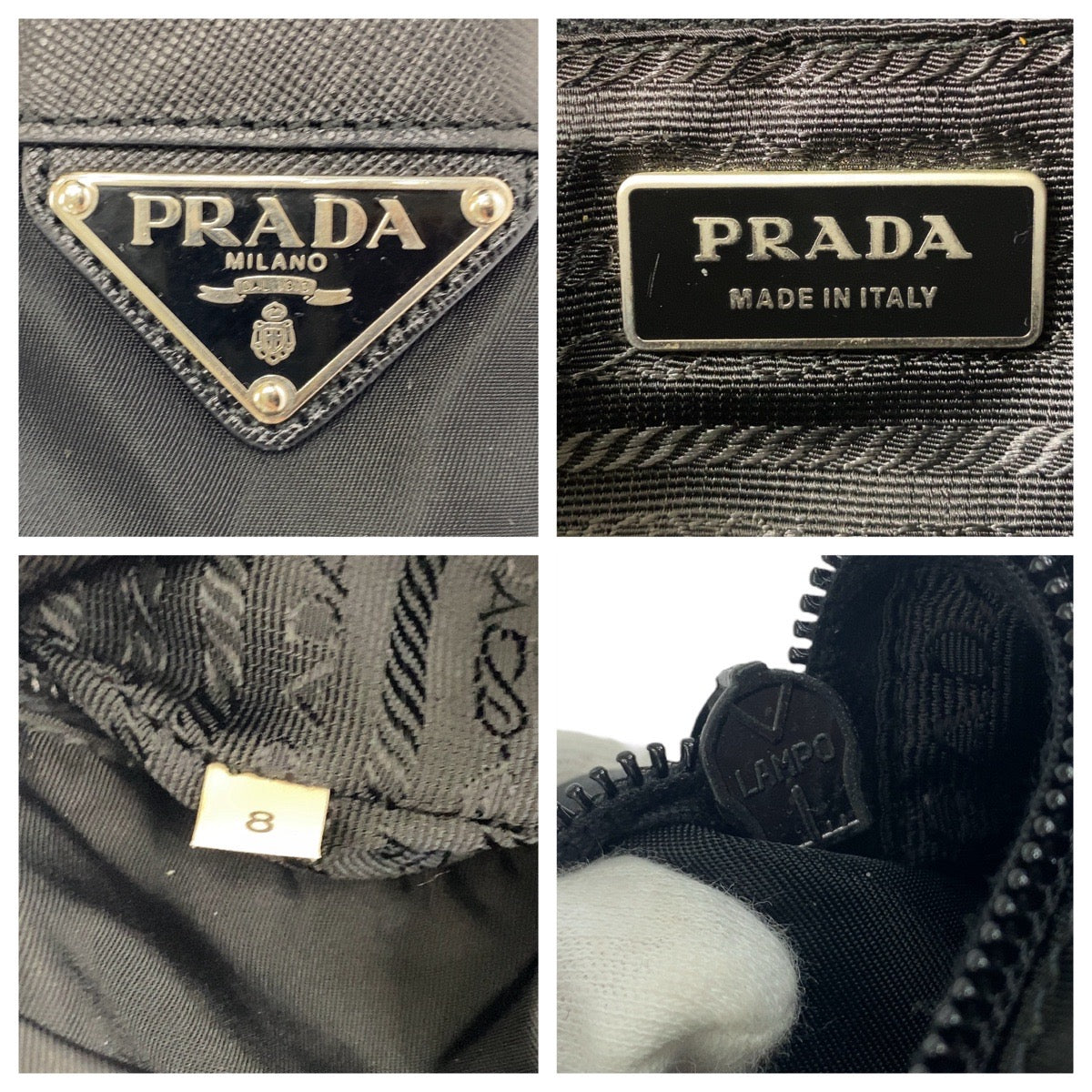 26451
PRADA プラダ テスート 三角ロゴプレート ブラック 黒 シルバー金具 ナイロン ショルダーバッグ メッセンジャーバッグ メンズ AB