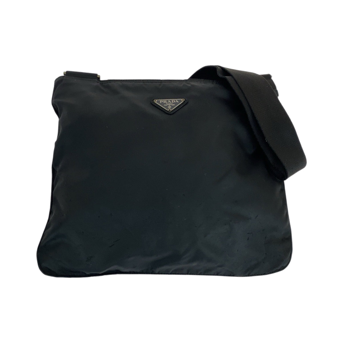 26453
PRADA プラダ テスート 三角ロゴプレート ブラック 黒 シルバー金具 ナイロン ショルダーバッグ ポシェット メンズ AB