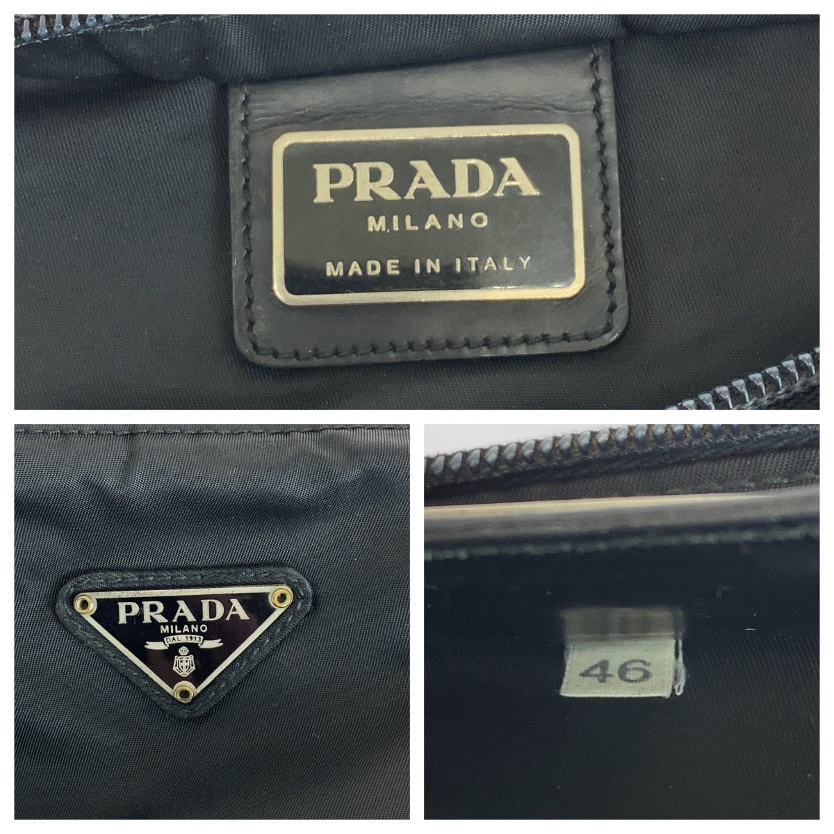 26453
PRADA プラダ テスート 三角ロゴプレート ブラック 黒 シルバー金具 ナイロン ショルダーバッグ ポシェット メンズ AB
