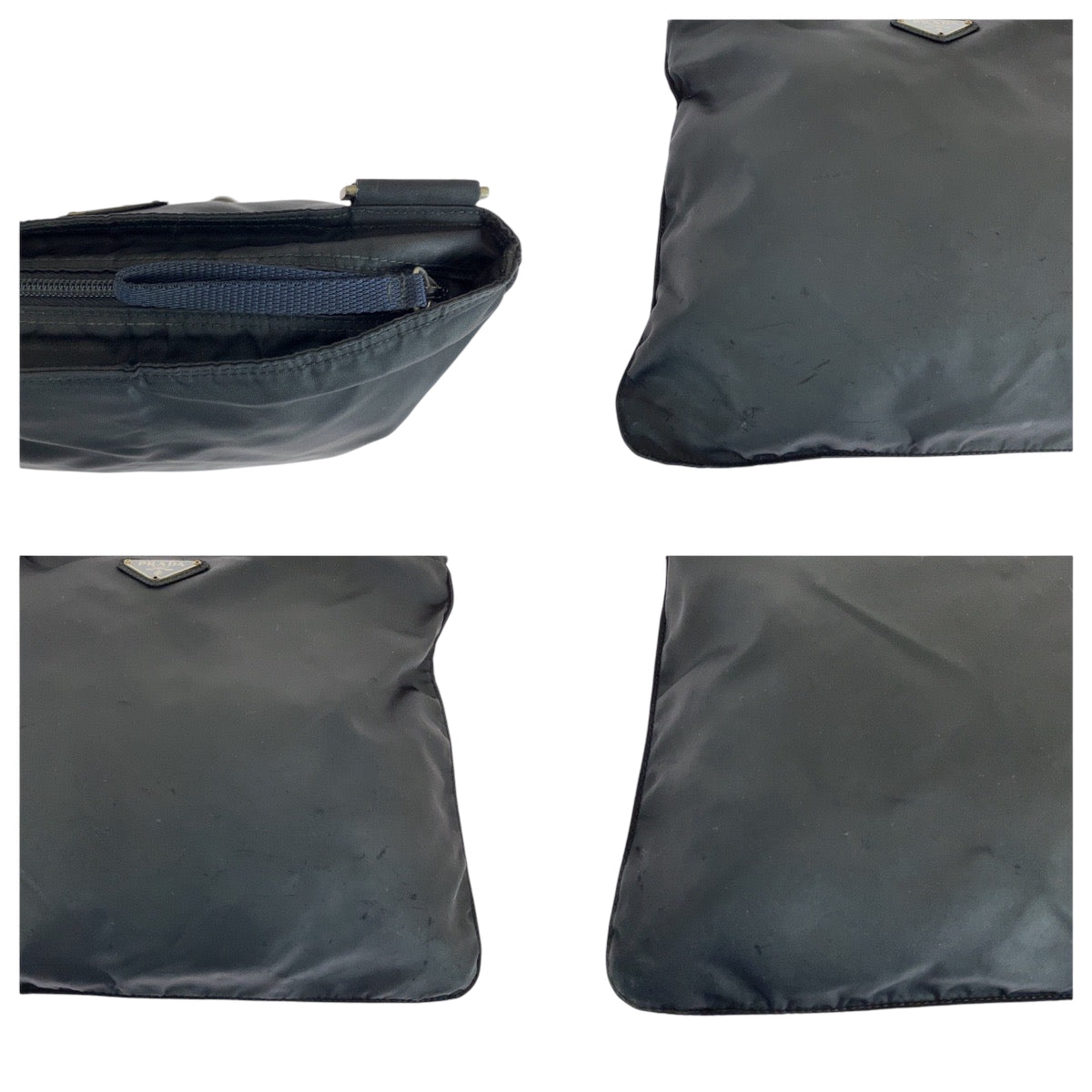 26453
PRADA プラダ テスート 三角ロゴプレート ブラック 黒 シルバー金具 ナイロン ショルダーバッグ ポシェット メンズ AB