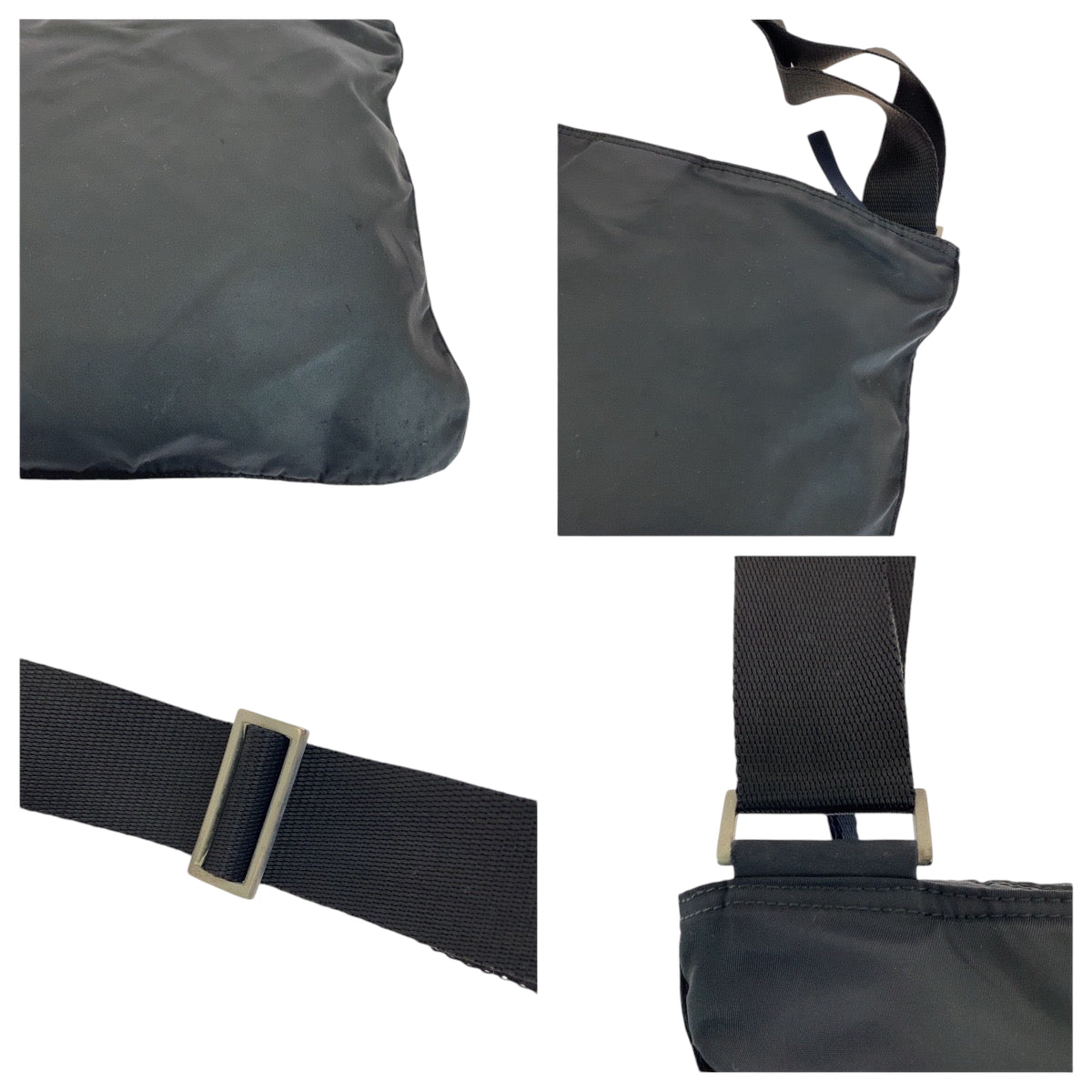26453
PRADA プラダ テスート 三角ロゴプレート ブラック 黒 シルバー金具 ナイロン ショルダーバッグ ポシェット メンズ AB