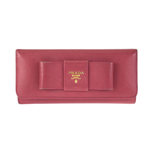 26457
PRADA プラダ サフィアーノ リボン ピンク ゴールド金具 レザー 長財布 ロングウォレット レディース AB18
