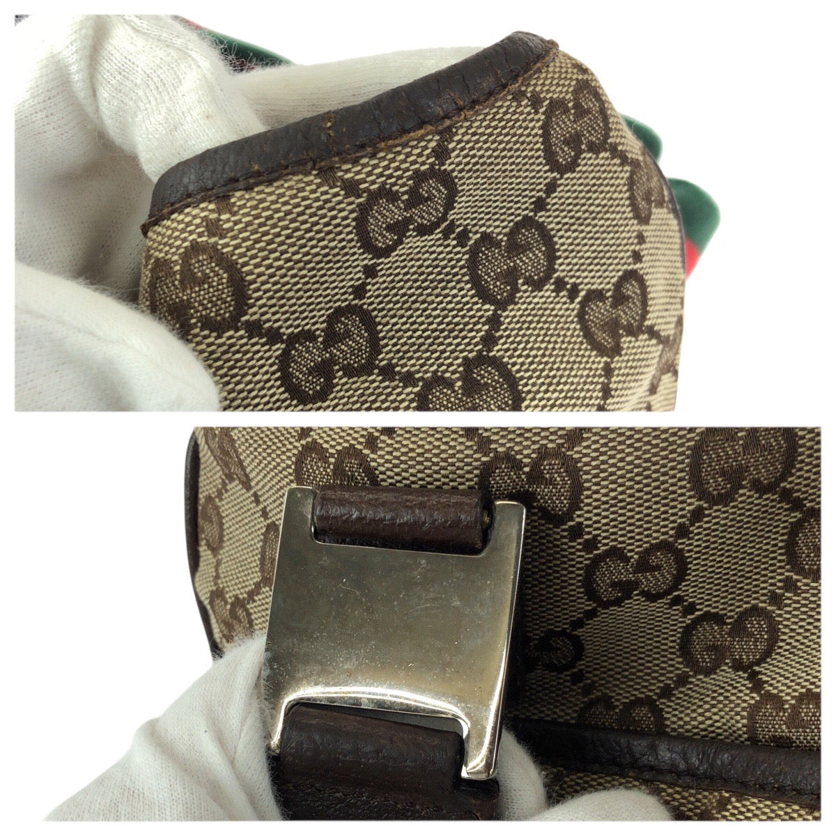 26458
GUCCI グッチ シェリーライン ベージュ ブラウン シルバー金具 GGキャンバス / レザー 145810 トートバッグ ショルダーバッグ レディース AB30