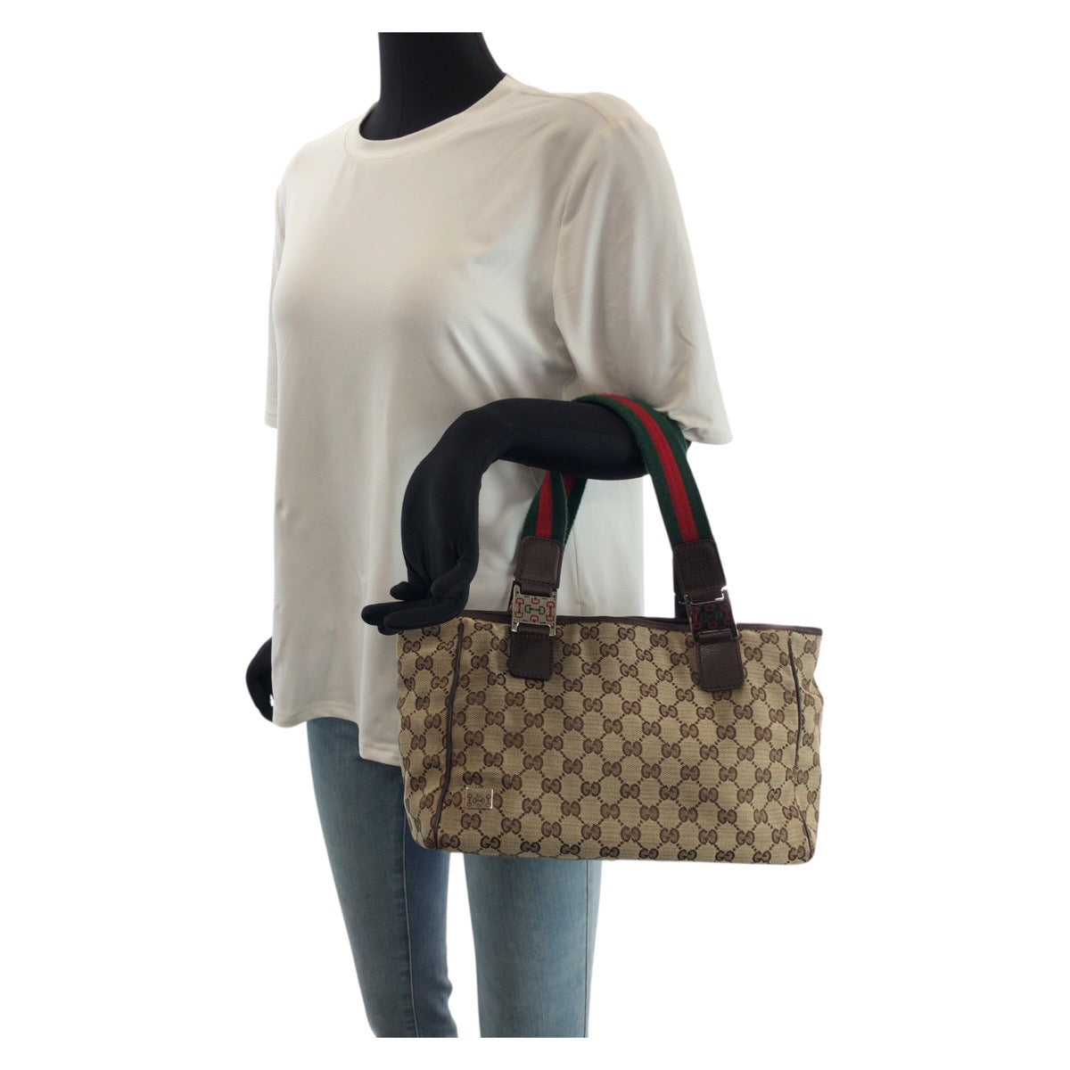 26458
GUCCI グッチ シェリーライン ベージュ ブラウン シルバー金具 GGキャンバス / レザー 145810 トートバッグ ショルダーバッグ レディース AB30