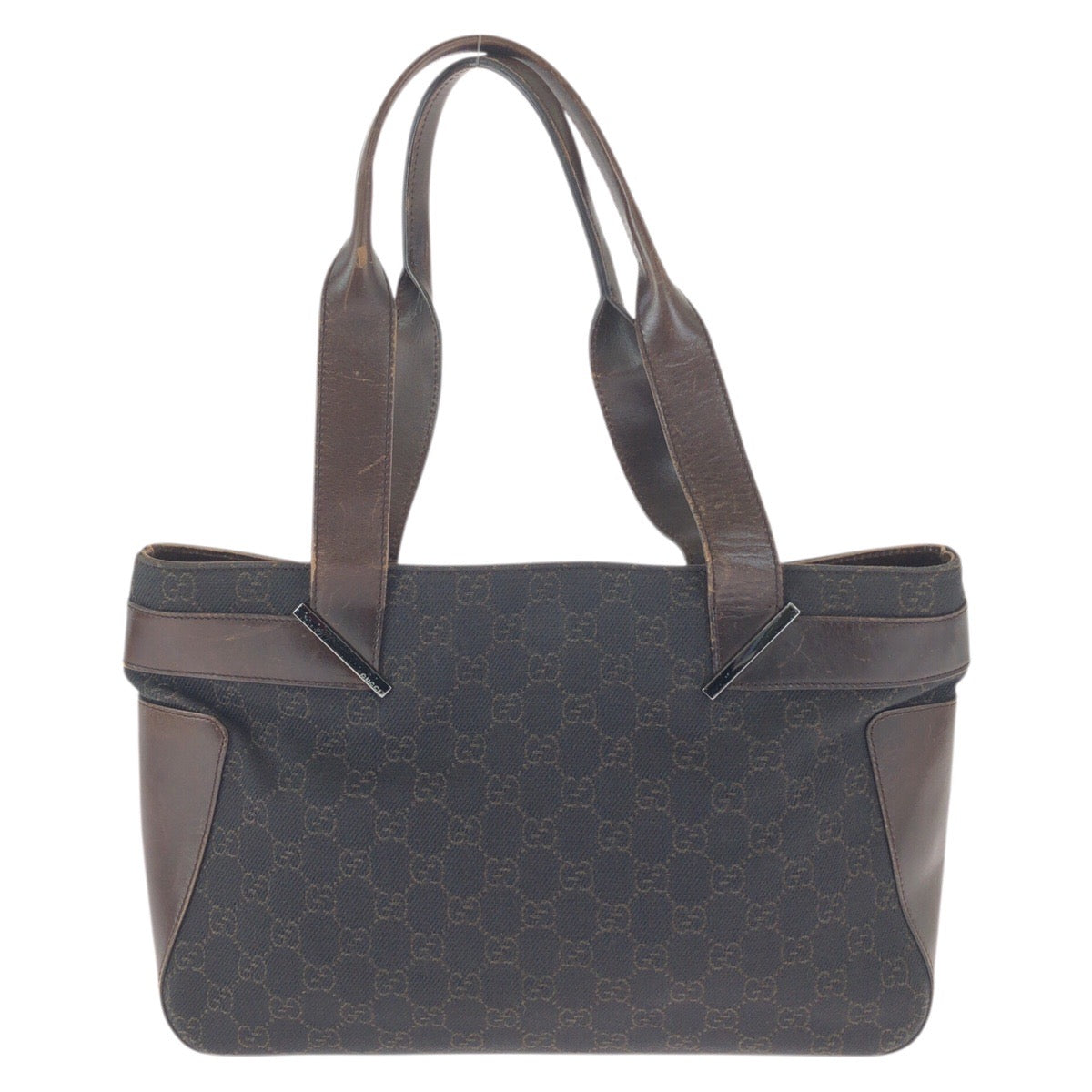 26459
GUCCI グッチ ダークブラウン シルバー金具 GGキャンバス / レザー 73983 トートバッグ ハンドバッグ レディース AB30