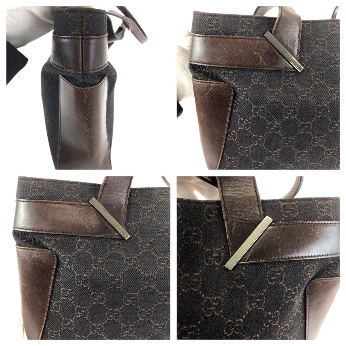 26459
GUCCI グッチ ダークブラウン シルバー金具 GGキャンバス / レザー 73983 トートバッグ ハンドバッグ レディース AB30