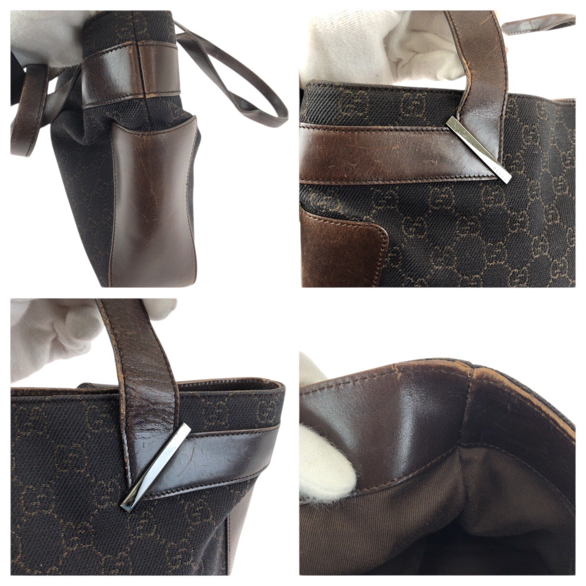 26459
GUCCI グッチ ダークブラウン シルバー金具 GGキャンバス / レザー 73983 トートバッグ ハンドバッグ レディース AB30