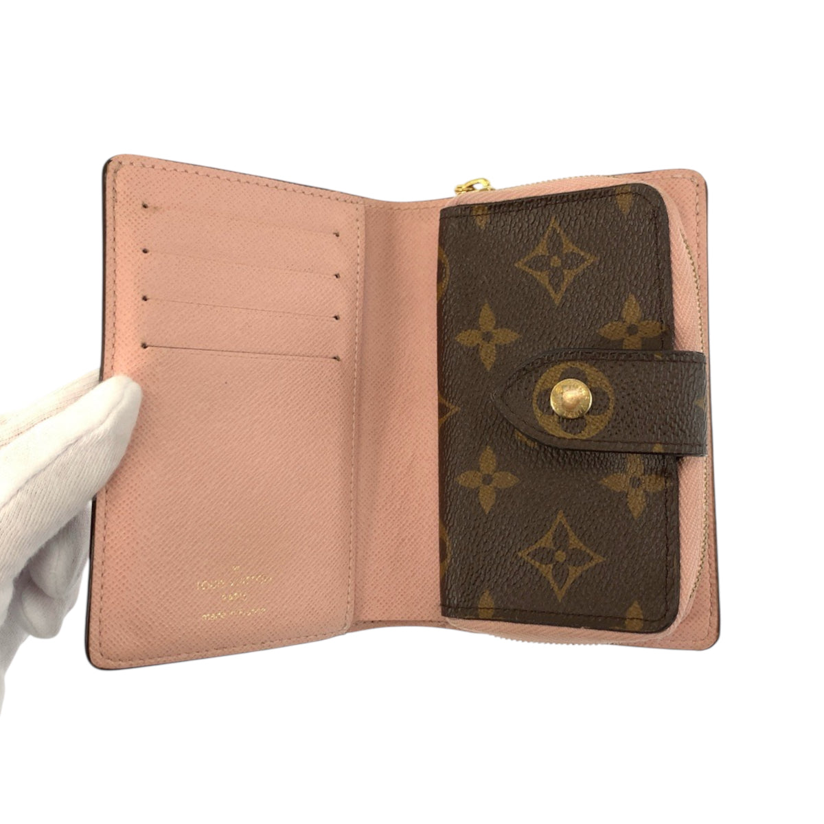 26460
LOUIS VUITTON ルイヴィトン モノグラム ポルトフォイユ ジュリエット ローズバレリーヌ ピンク ブラウン ゴールド金具 PVC M80973 折財布 コンパクトウォレット レディース ABP35