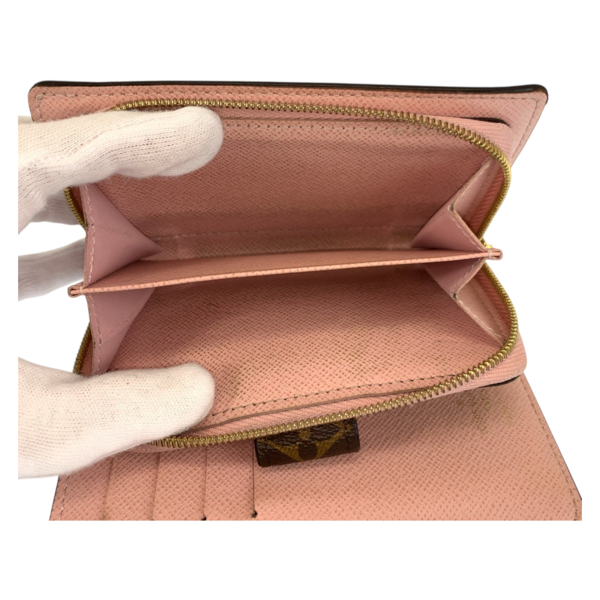 26460
LOUIS VUITTON ルイヴィトン モノグラム ポルトフォイユ ジュリエット ローズバレリーヌ ピンク ブラウン ゴールド金具 PVC M80973 折財布 コンパクトウォレット レディース ABP35