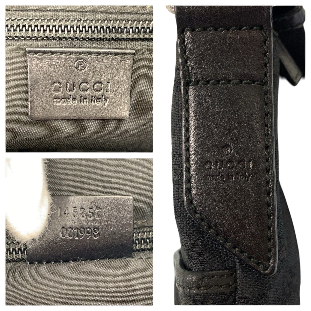 26462
GUCCI グッチ ブラック 黒 シルバー金具 GGキャンバス / レザー 145857 ショルダーバッグ メッセンジャーバッグ メンズ ABP32