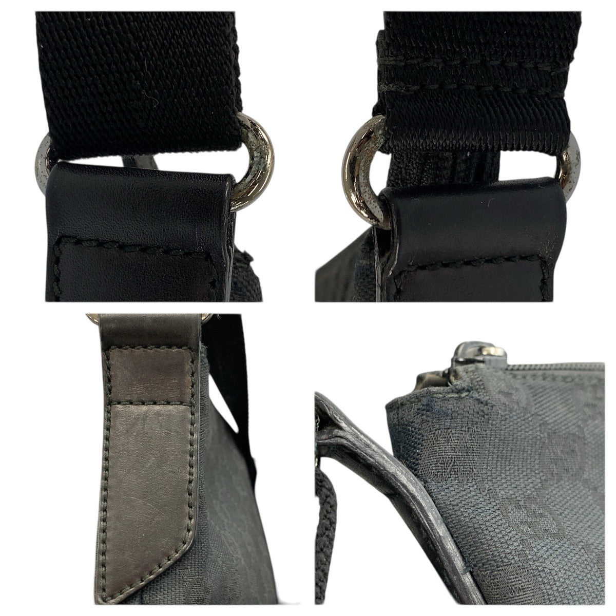 26462
GUCCI グッチ ブラック 黒 シルバー金具 GGキャンバス / レザー 145857 ショルダーバッグ メッセンジャーバッグ メンズ ABP32