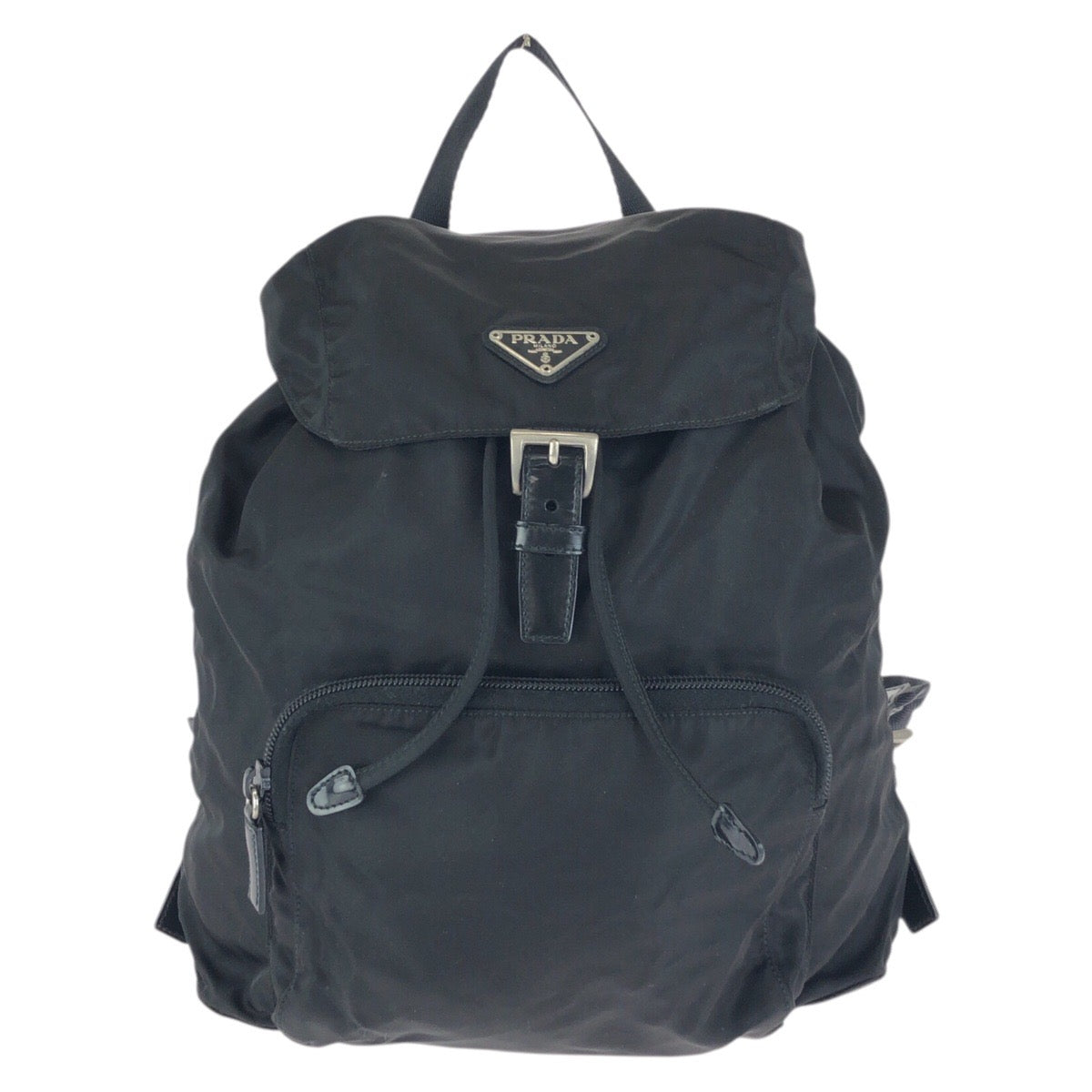 26463
PRADA プラダ テスート 三角ロゴプレート ブラック 黒 シルバー金具 ナイロン / レザー リュックサック バックパック レディース ABP42