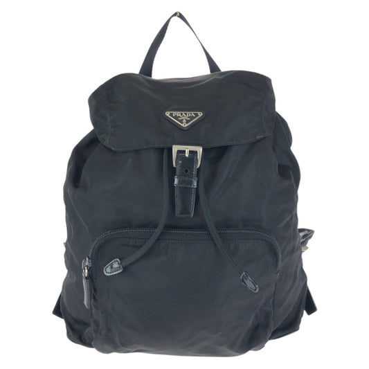 26463
PRADA プラダ テスート 三角ロゴプレート ブラック 黒 シルバー金具 ナイロン / レザー リュックサック バックパック レディース ABP42