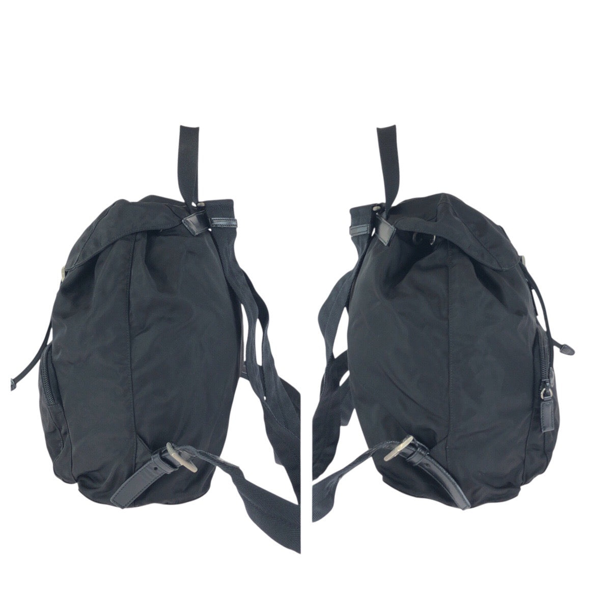 26463
PRADA プラダ テスート 三角ロゴプレート ブラック 黒 シルバー金具 ナイロン / レザー リュックサック バックパック レディース ABP42