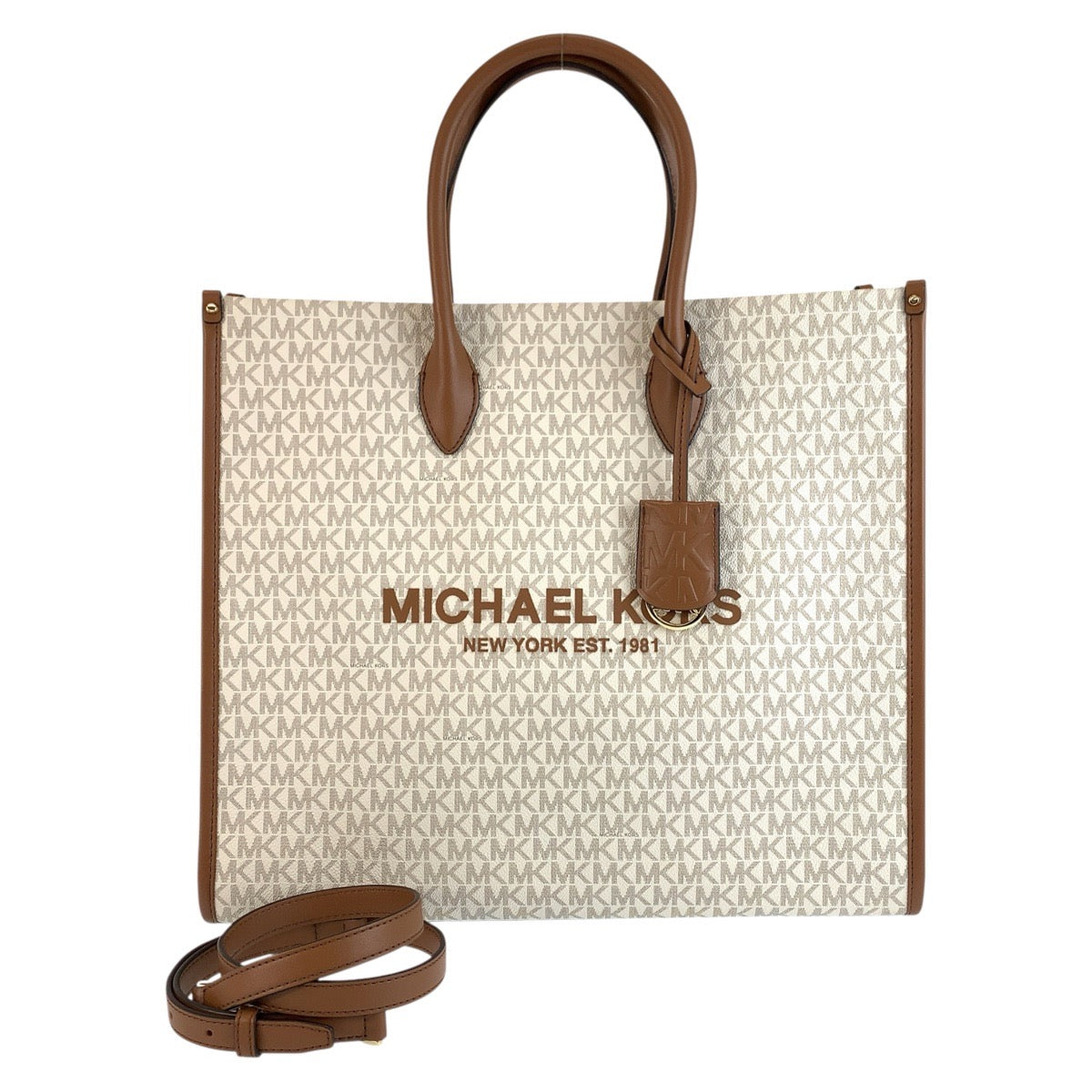 26466
Michael Kors マイケルコース MKシグネチャー ミレラ ホワイト ブラウン PVC トートバッグ ショルダーバッグ 2way レディース A