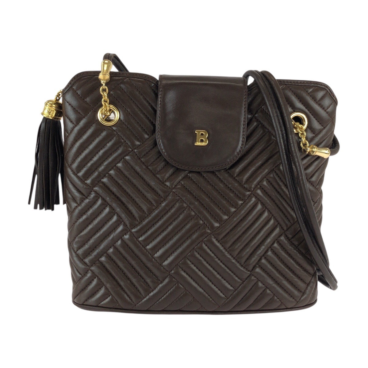 26467
BALLY バリー ヴィンテージ キルティング ブラウン ゴールド金具 レザー チェーンショルダーバッグ レディース ABP21