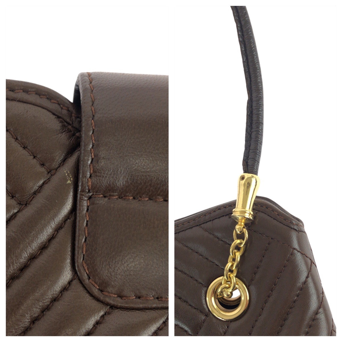 26467
BALLY バリー ヴィンテージ キルティング ブラウン ゴールド金具 レザー チェーンショルダーバッグ レディース ABP21