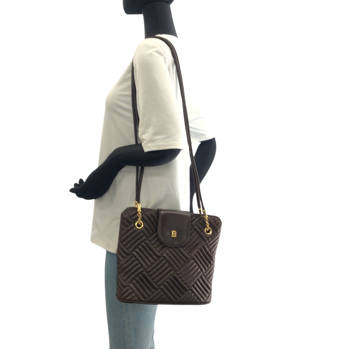26467
BALLY バリー ヴィンテージ キルティング ブラウン ゴールド金具 レザー チェーンショルダーバッグ レディース ABP21